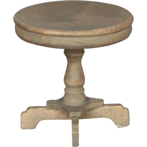 1:12th Scale Dolls house Retro Antique Round Table for Living Room Dining Room Yard Creative Modern Furniture Life Scene Toys