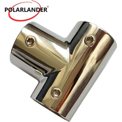 7/8 "22mm Tee Tube 3 WAY 90 Degree Rail Fittings Tube Stainless Steel Hardware for Boat Marine Yacht 1 PC