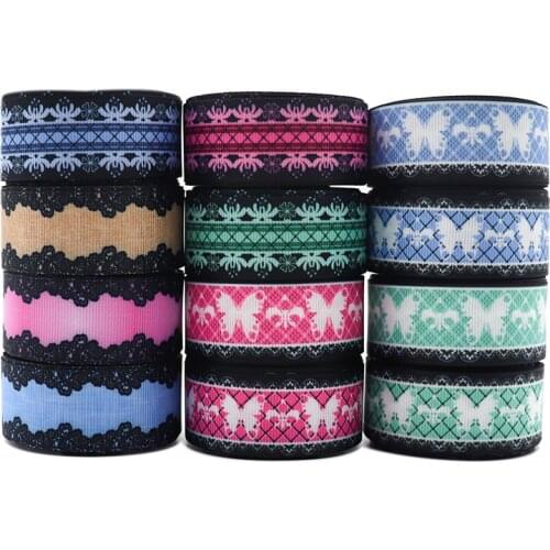 10 Yards 1" 25MM Lace Printed Grosgrain Ribbons For Hair Bows DIY Handmade Materials Y2020120102