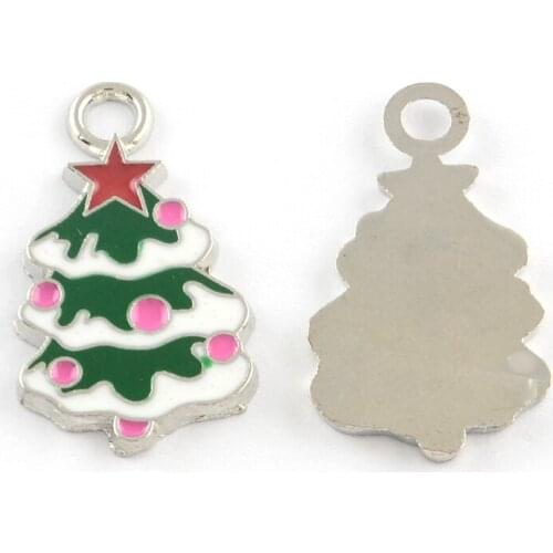 100pcs For Christmas Day Alloy Enamel Pendants Charms for Making DIY Bracelet Necklace Jewelry Findings Decoration