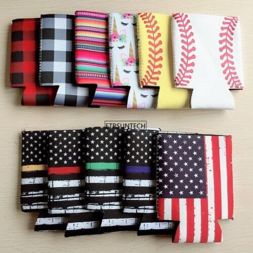12pcs Baseball Lattice Rainbow Flag Neoprene Beer Coolies for 12oz Cans and Bottles Drink Coolers DIY Custom Wedding Party
