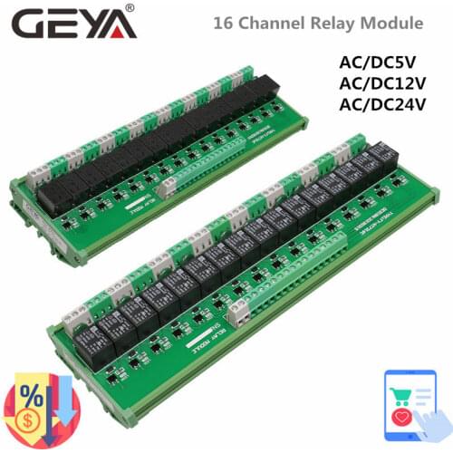 GEYA 16 Groups 1SPDT 1NC1NO Relay Module for AC DC 5V 12V 24V PLC Relay Board 12V 10A Electromagnetic Relay