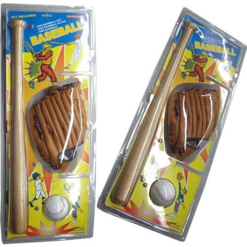 20/lot Child baseball set baseball stick baseball gloves piece set 24 inches Wooden bat +10.5 PVC gloves 9inch Sewing Balls