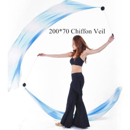 200*70cm Chiffon Veil Belly Dance POI Streamer Accessory (Not Included Chain Ball) Assorted Color Free Shipping