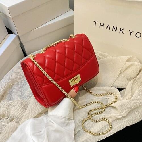 2020 Diamond Lattice PU Leather Crossbody Bags For Women Mini Shoulder Messenger Bag Fashion Designer Chain Handbags and Purses