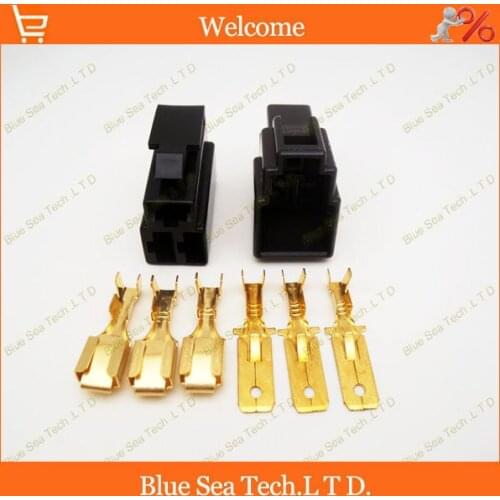 6.3mm 3 Way/pin Electrical Connector Kits Male&Female sets for E-Bike,Motorcycle,Motorbike,car etc.Black color