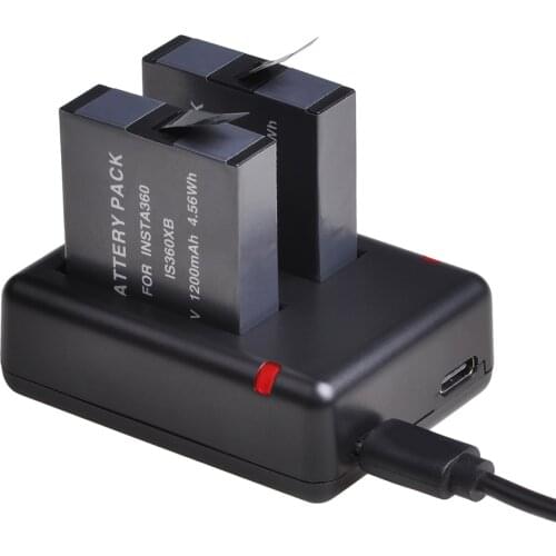 PowerTrust 2Pcs ONE X Battery 1200mAh Battery + Dual USB Charger for Insta360 ONE X Battery with Type C Port