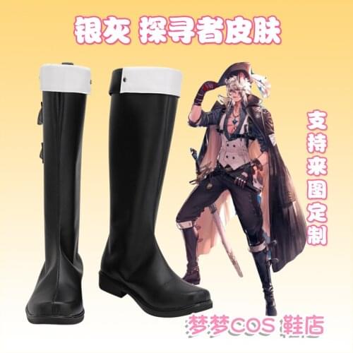 Arknights Silverash SKm01 Summer Skin Black Shoes Cosplay Long Boots Leather Halloween Carnival Party Accessories Custom Made