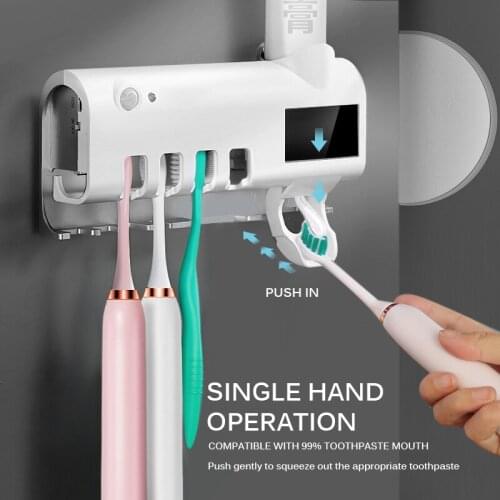 1set Automatic Toothpaste Dispenser Toothbrush Holder Wall Mount Tooth Brush Storage Rack Organizer Bathroom Accessories Set