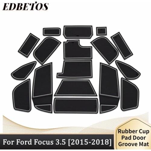 Anti-Slip Rubber Mats Gate Slot Cup Mat For Ford Focus 3 3.5 MK3 2015 2016 2017 2018 Facelift ST RS Accessories