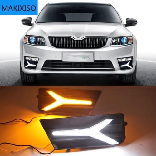 For Skoda Octavia 2017 Car Accessories Waterproof 12V DRL Fog Lamp Decoration LED Daytime Running Light