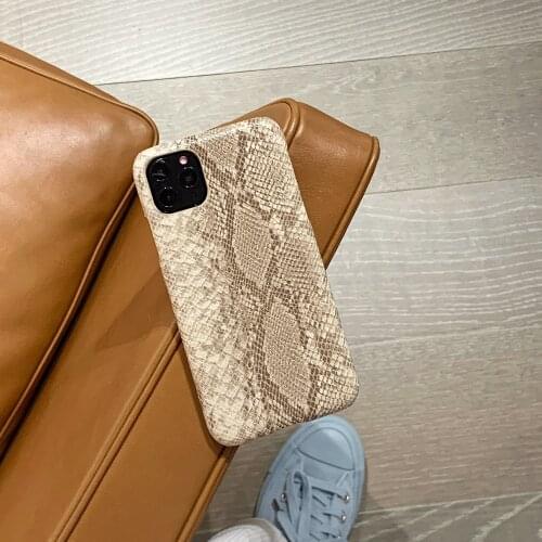 Tobebest Light Coffee Color Snakeskin Texture Leather Phone Case for iPhone 12 11 Pro Max X XS Max XR 7 8 Plus 12mini Back Cover