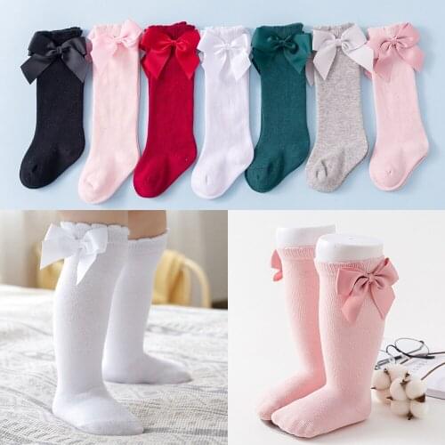Baby Socks Toddlers Girls Big Bow Knee High Kids Sock Long Soft Cotton Newborn Tube Children Socken For 0-8 Years