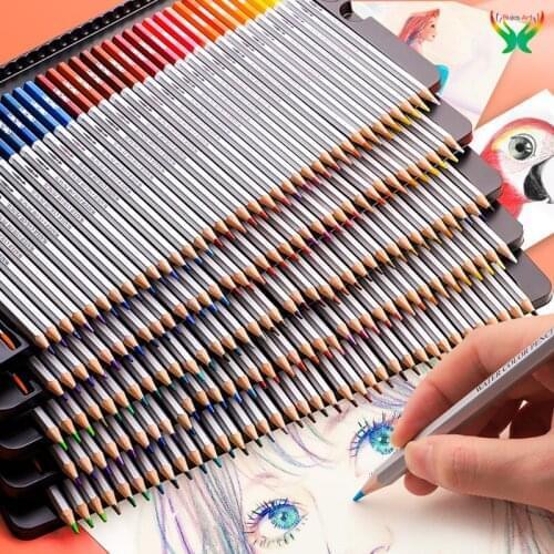 Deli 24/36/48/72 colors water-soluble color primary school with color pencils hand-painted professional painting pen set tin box