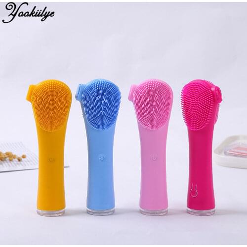 Ultrasonic Silicone Electric Facial Cleansing Brush Hand-Held Face Deep Cleansing Instrument Remove Acne Blackheads Beauty Tool