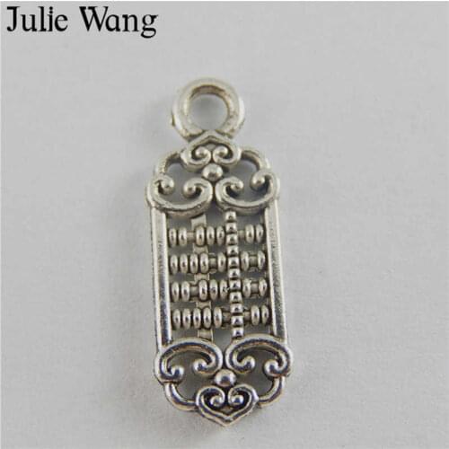 Julie Wang 50PCS Small Abacus Tool Alloy Charms Antique Silver Color Pendants Handmade Crafts Jewelry Makings Necklace Accessory