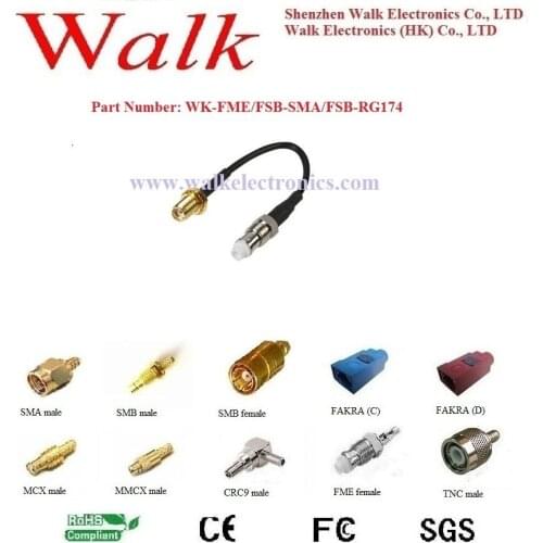 FME jumper cable assembly: FME female straight to SMA female straight with RG174 cable