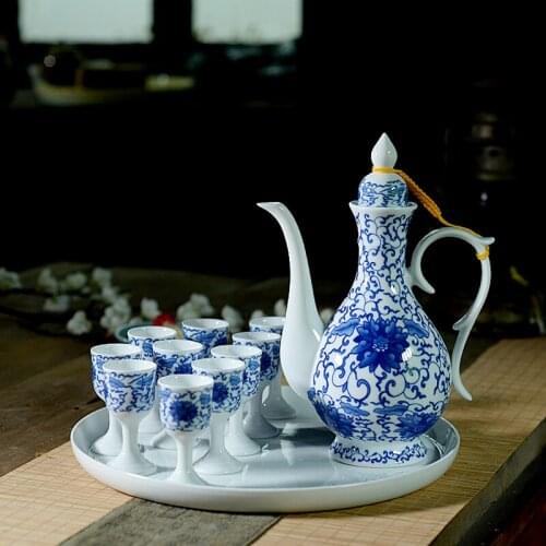 Ceramic wine set household palace style wine pot cup tray ancient style small wine antique Chinese liquor separator wineware