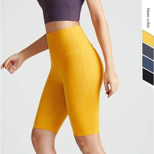 Hot Summer High Waist Women Plain Soft Quick-Drying Stretch Fitness Nylon Peach Tummy Control Workout Gym Yoga Shorts k2015-5