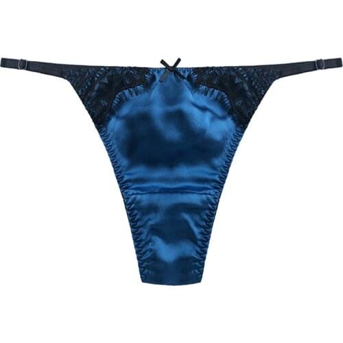 MEIERSES Women Sexy Thong Silk Panties Fashion Low Waist Ladies G-String Underwear Female Lingerie Briefs T-back Thong