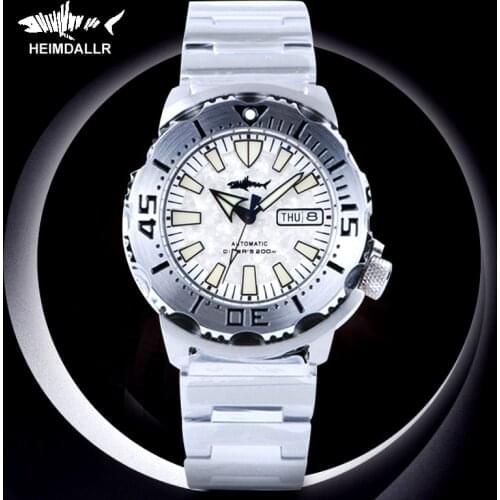 Heimdallr V2 Monster Diver Watch Men White Snowflake Dial Stainless Automatic Self Wind Sapphire Luminous Rotating Bezel Watches