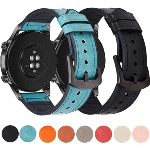22mm Soft Band for HONOR Magic 2 46mm Silicone&Leather Breathable Strap for HONOR GS Pro Smart Watch Wrist Watchband Accessories