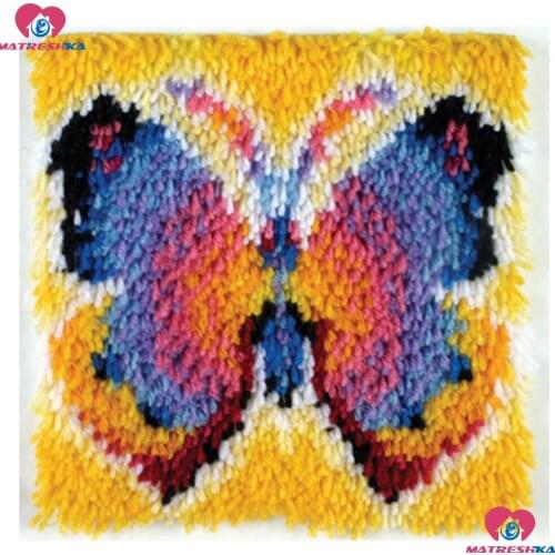Latch Hook Kit Embroidery Pillow"butterfly"do it yourself"Accessories Printing Canvas Latch hook cushion cross-stitch pillow