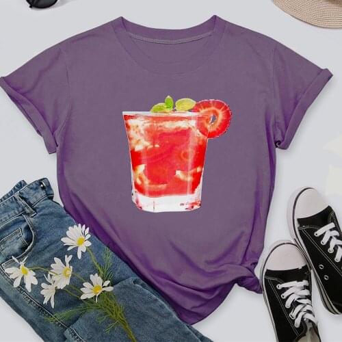 Drink T Shirt Summer Fashion Shirt Women Tops Base O-neckBlack Tees Girls Tshirt TX9121
