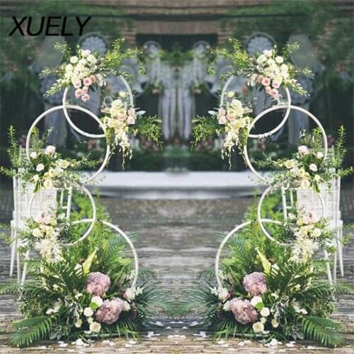 Circle wedding props wrought iron artificial flower stand wall shelf 4 round ring arch backdrop round arch birthday decoration