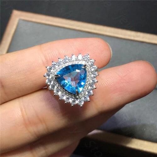 Natural topaz ring 925 silver womens ring super shiny luxury atmosphere banquet must bring jewelry