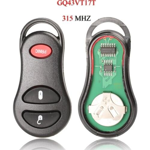 Kutery 10pcs/Lot Remote Car Key For Dodge Jeep Chrysler Concorde 300M 2001-2004 3Buttons 315Mhz GQ43VT17T Keyless Go