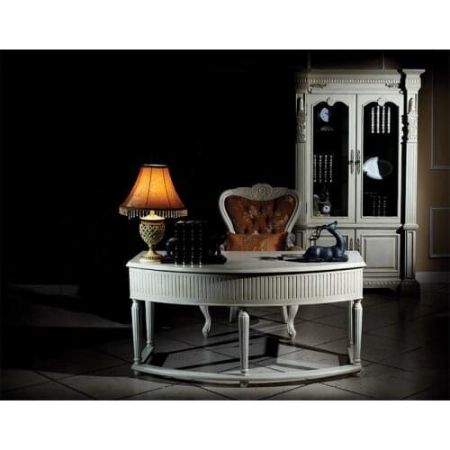 America style solid wood white color study desk and chairs computer table Mesa de estilo y sillas de color blanco mesa de GH229