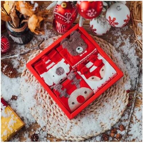 Christmas Gift For Party Woman Men Christmas Socks 3D Santa Claus Elk Pattern Print Socks Winter Warm Socks Cute Gift 4pcs/Set