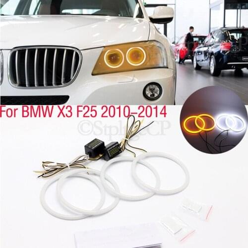 SMD cotton light LED angel eyes white and yellow DRL kit For BMW X3 F25 2010 2011 2012 2013 2014 xenon headlight Car accessories