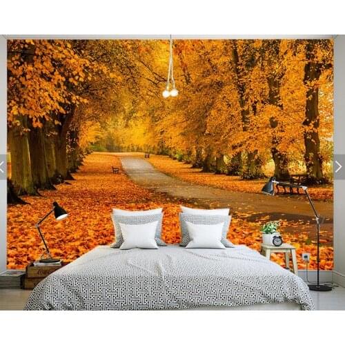 Autumn Natural Landscape Modern Wallpaper Roll 3D Photo Wallpapers Living Room papel de parede 3d Custom fall wall paper gold