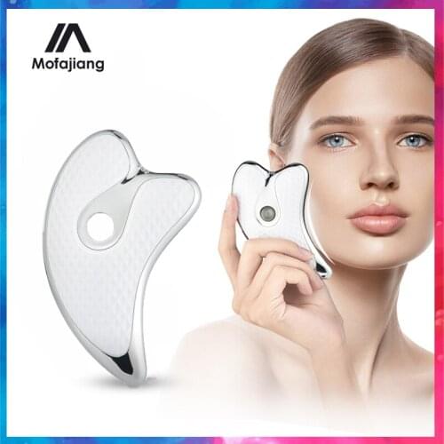 Facial Massager Plate Micro Electric Scraping Plate LED Light Heating Vibrating Neck Body Skin Massage Tool Beauty Instrument