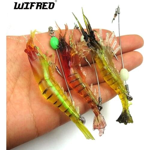 Realistic Artificial Soft Shrimp Lure Hook with Leader Cord Trace Luminous Predator Fishing Baits 9.5cm 6g