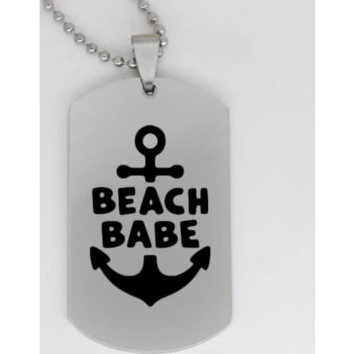 Ufine jewelry pendant army card beach babe stainless steel customed necklace N4342