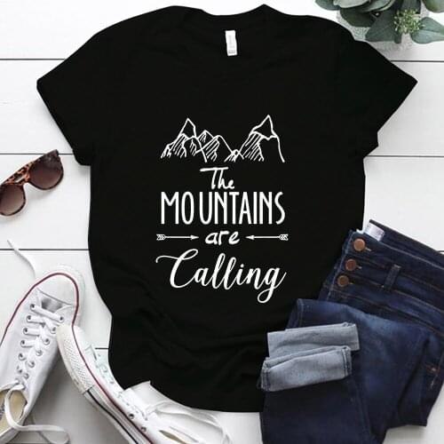 The MOUTAINS Are Talling Print Aesthetic Graphic Tees Tops Women Summer Clothes Plus Size S-5xl Street Style T Shirt Women