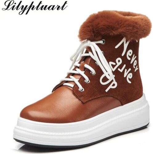2019 new European and American style cowhide suede material boots round head muffin soles warm retro snow women boots