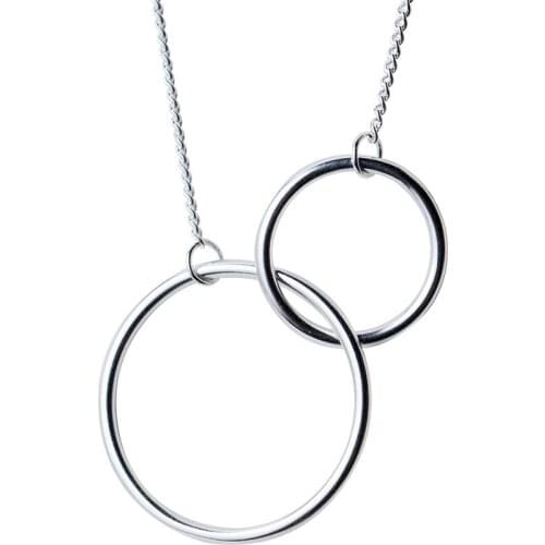 3 Colors Double Circle Interlock Chain Necklace Clavicle Short Infinity Necklace for Women Collars Christmas Family Jewelry