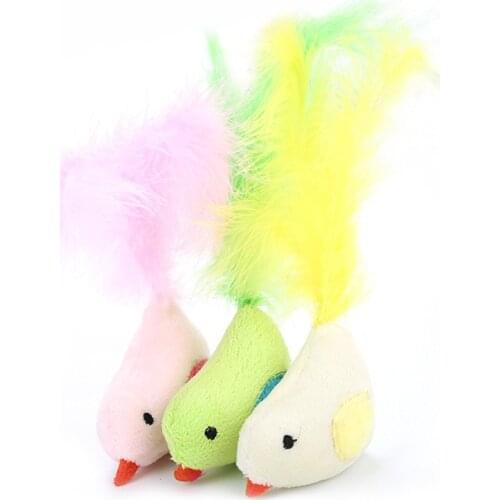 1PC Creative Cute Candy Color Feather Bird Cat Catch Pet Training Interactive Toy Pet Supplies