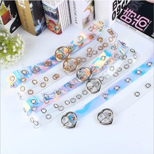 1PC Women Transparent Belt Laser Casual Decoration Pin Lady Girls
