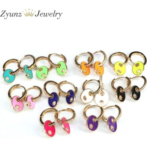 5 Pairs, Gold Color CZ Crystal Enamel Mask Dangle Earrings Drop-Earrings Brincos For Friend Lover Jewelry Gift