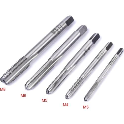 5pcs/Set M3 M4 M5 M6 M8 HSS Machine Right Hand Screw Thread Metric Plug Tap & Thread Die