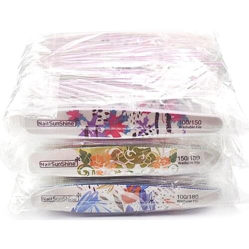 50pcs/lot Nail Files Printed Flower Washable Nail Buffer Limes All UV Gel Sandpaper DIY Manicure Tool Strong Thick Sanding File
