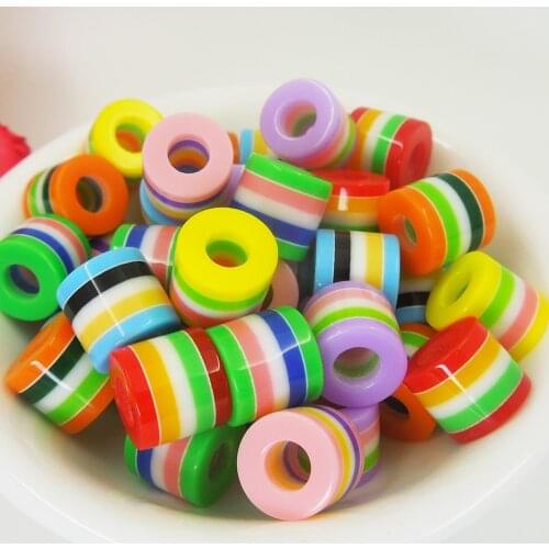 9/8mm 30pcs ,Hole size 4mm, Diy Mixed Candy Color resin Loose Prism Hole For Hand Making Nnecklace Bracelet Charm Beads