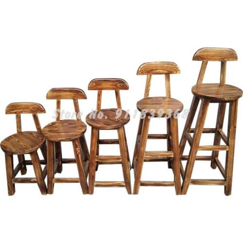 Solid wood bar stools, bar stools, backrest chairs, high stools, simple high stools, retro bar chairs, household round stools, s