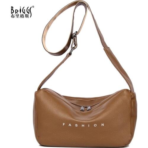BRIGGS 100% Cow Genuine Leather Shoulder Bags For Womens Fashion Retro Messenger Handbag Lady Luxury Elegant Crossbody Bags