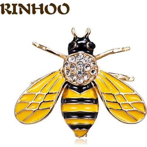 Cute Bee Vintage Insect Brooches Delicate Rhinestone Animal Brooch Enamel Pins Women Small Metal Lapel Pin Fashion Jewelry Gifts